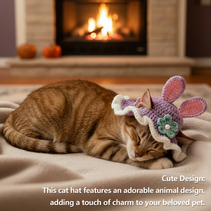 Cute Cat Hats Costume Suitable for 5 to16 lbs - Rabbit Kitten Hat Head Circumference 11" or Less Cat Hats for Cats only Pet Photography Outfits