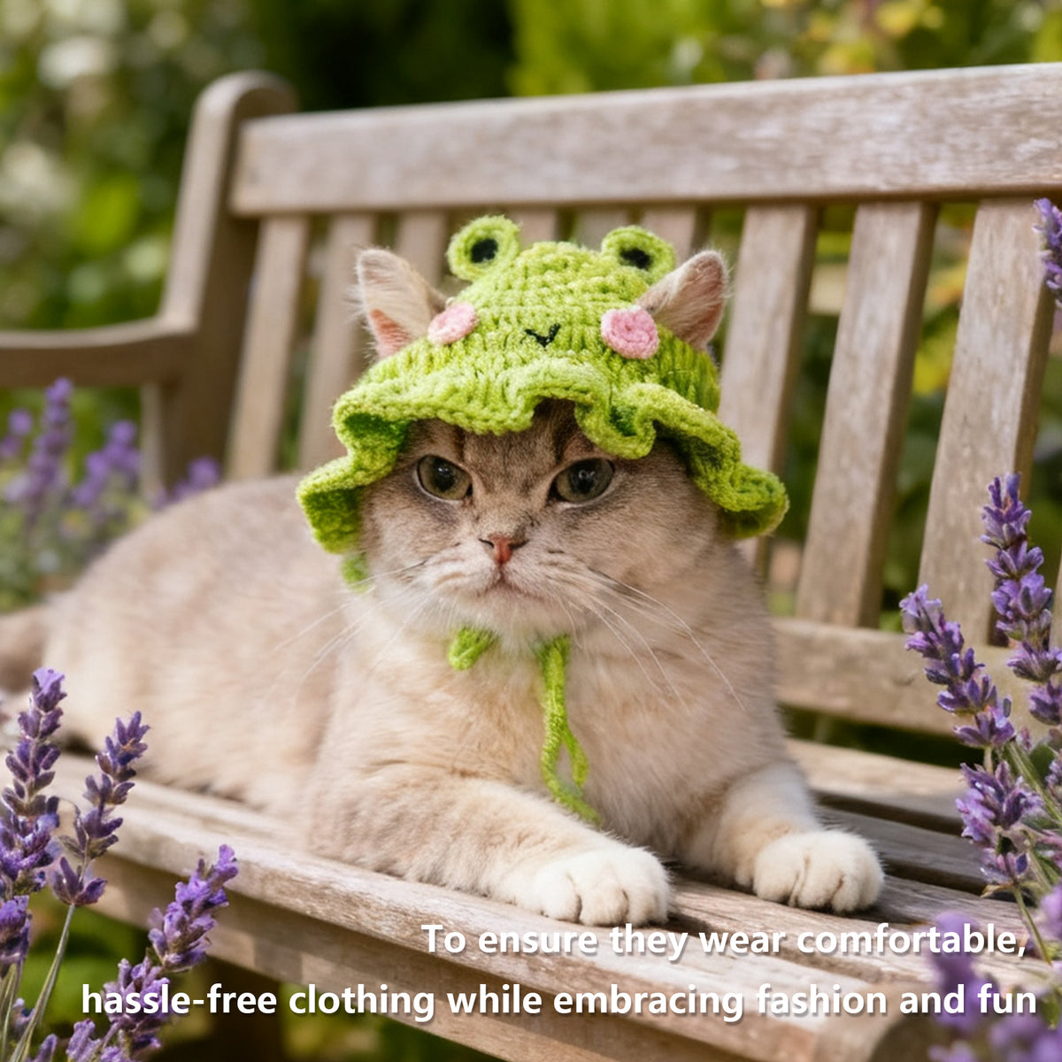 Cute Cat Hat Costume Suitable for 5 to16 lbs - Frog Cat Bonnet Head Circumference 11" or Less Cat Halloween Costumes Pet Photography Outfits